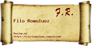 Filo Romulusz névjegykártya